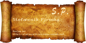 Stefancsik Piroska névjegykártya